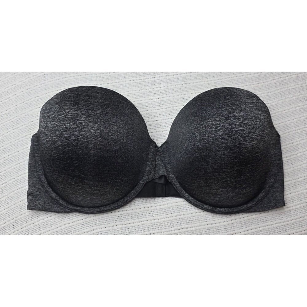 Victoria's Secret Strapless Bra 38DD Gray Neutral Support Molded Cups